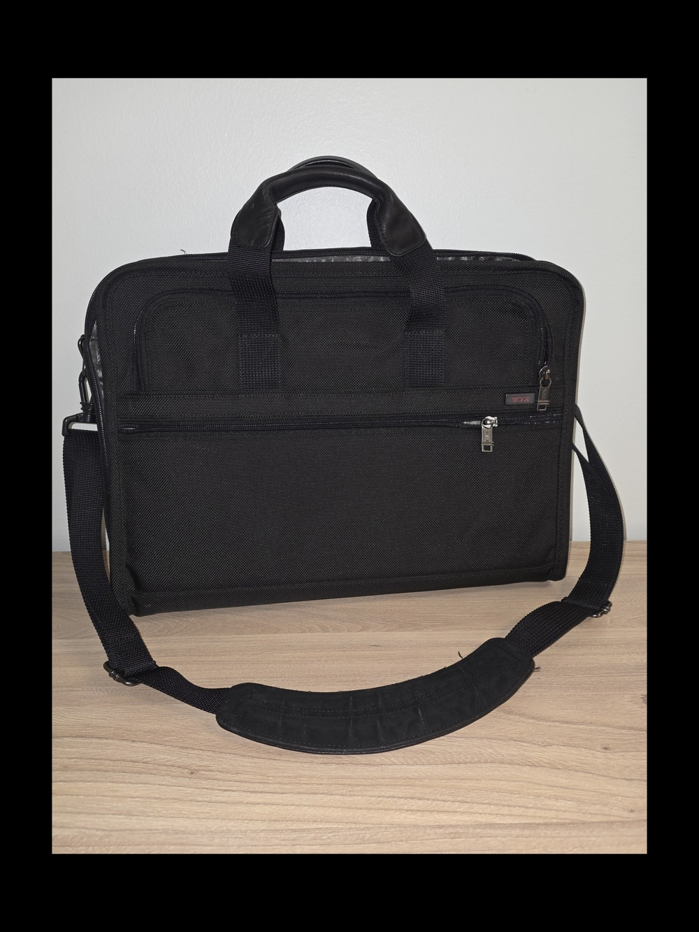 Tumi Black Nylon Laptop Briefcase with Shoulder Strap